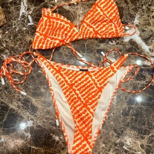 Triangl Swimwear Orange and Cream Bikini